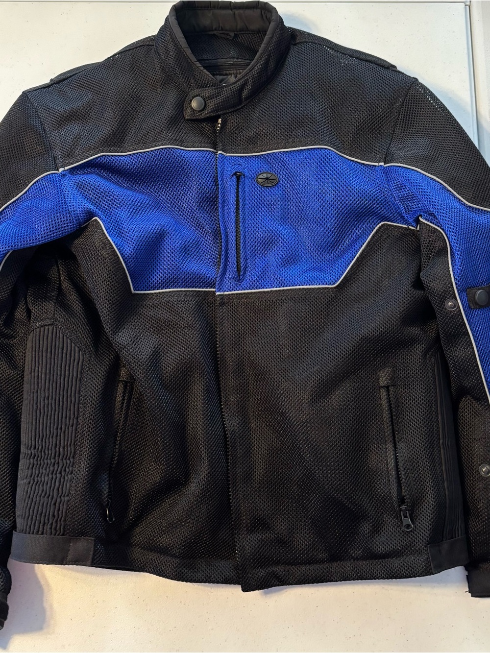 Road Dog XL Men's Black and Blue Mesh motorcycle jacket removable liner